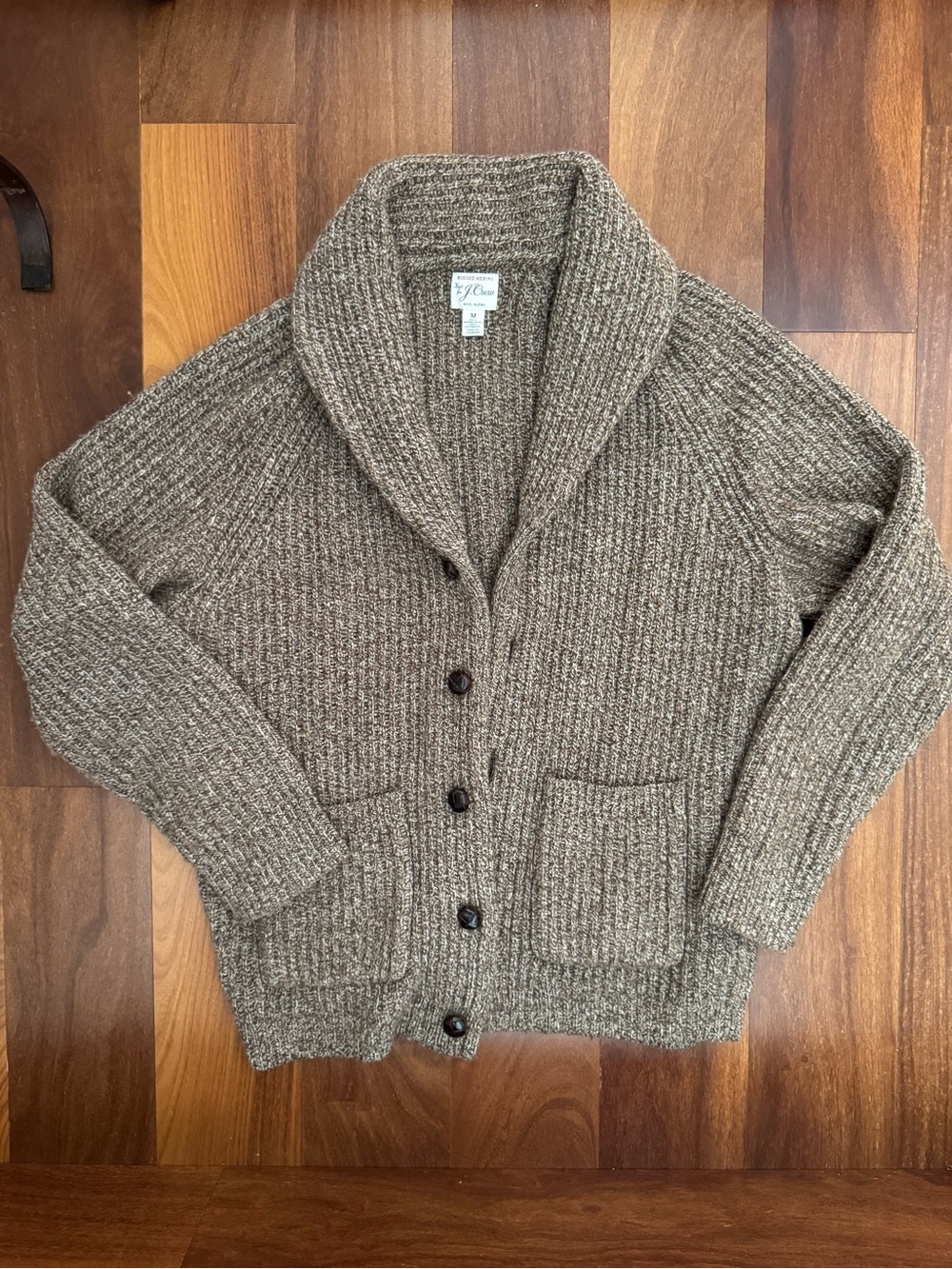 J Crew Cozy Shawl Collar Button-Up Sweater Cardigan - Brown